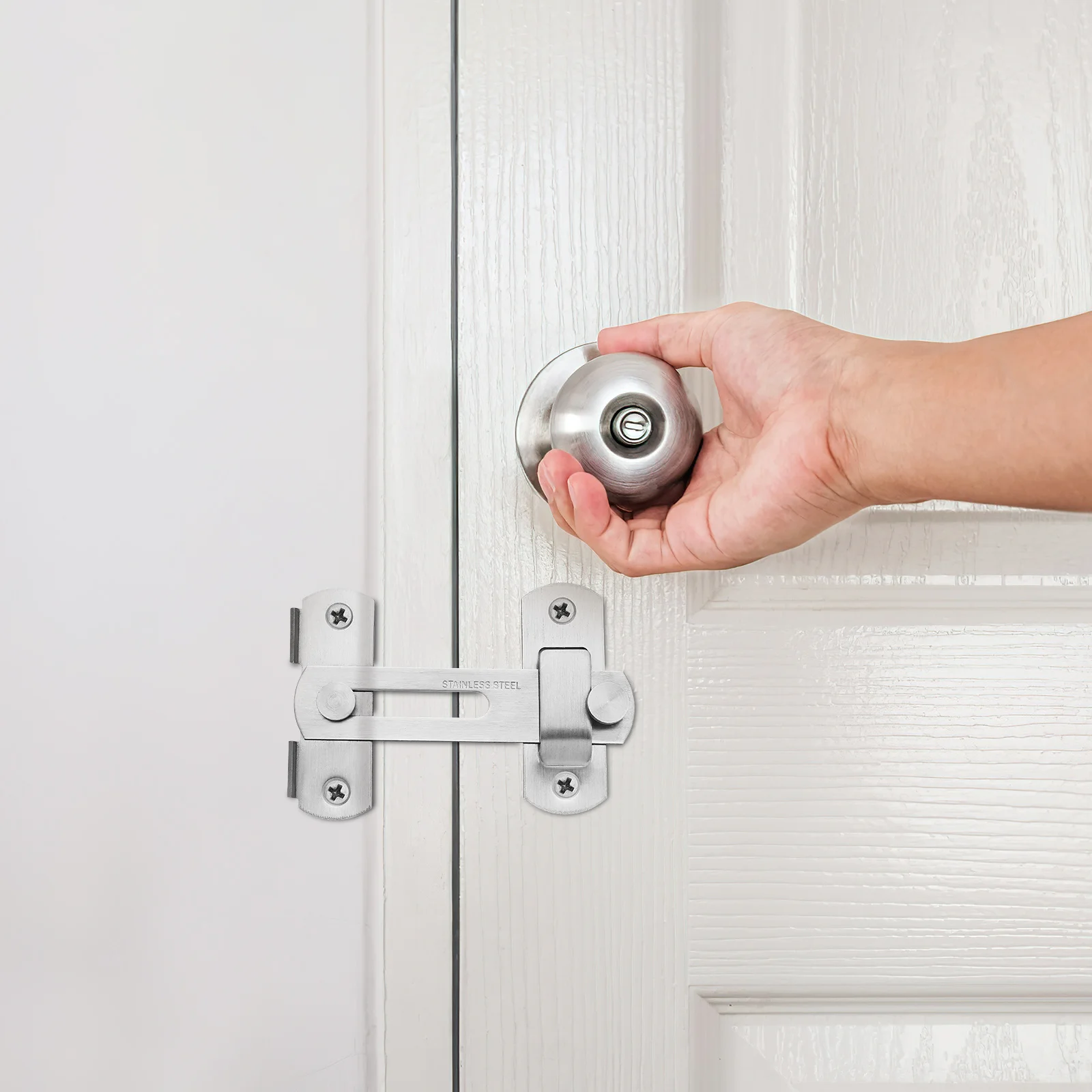 

1Pcs Stainless Steel Door Latch Safety Lock Gate Latch No Rust Thickened Fixed Rod for Windows Shutters Barn Doors Pet Cages