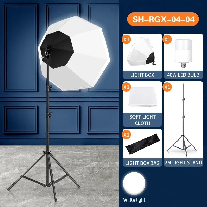 Photography Softbox Kit Portable Octagon Softbox 70W LED Light Brightness Flash Umbrella With 2M Stand Photo Studio Accessories