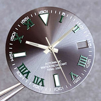 29mm Gray Sunburst Watch Dial fit NH35 NH35A NH36A Steel Green Roman Numerals Index Hand Set Watch Parts Accessories