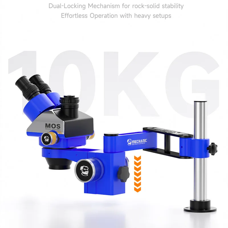 MÉCANIQUE M6 360 °   Support de Microscope à bras oscillant réglable à Rotation, support de détection d'entretien de levage fixe pour Microscope stéréo
