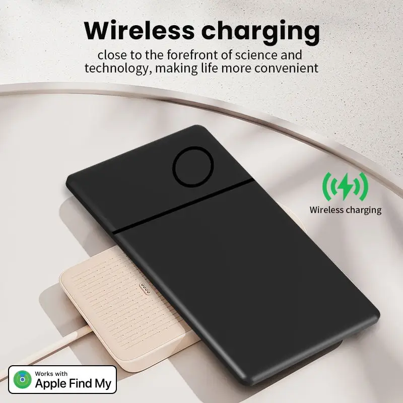 Wallet Tracker Wireless Charging IP68 Thin Item Search Card Luggage Location Bluetooth for Apple Find My APP&Network (iOS only)