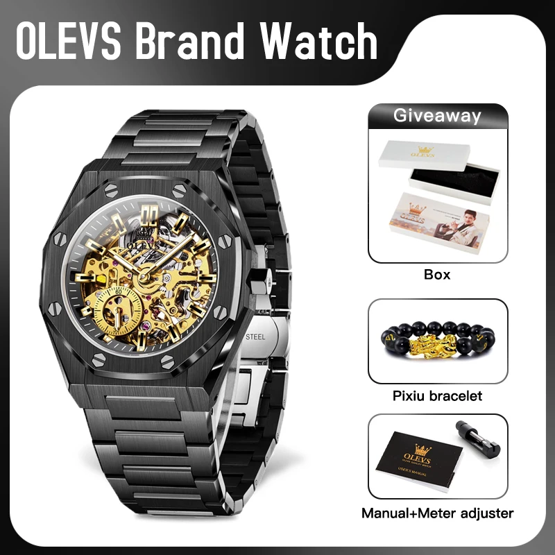 OLEVS 6669 Mens Watches Original Luxury Brand Hollowing Automatic Mechanical Watch Waterproof Watch For Man  Mens Gifts Reloj  ﻿
