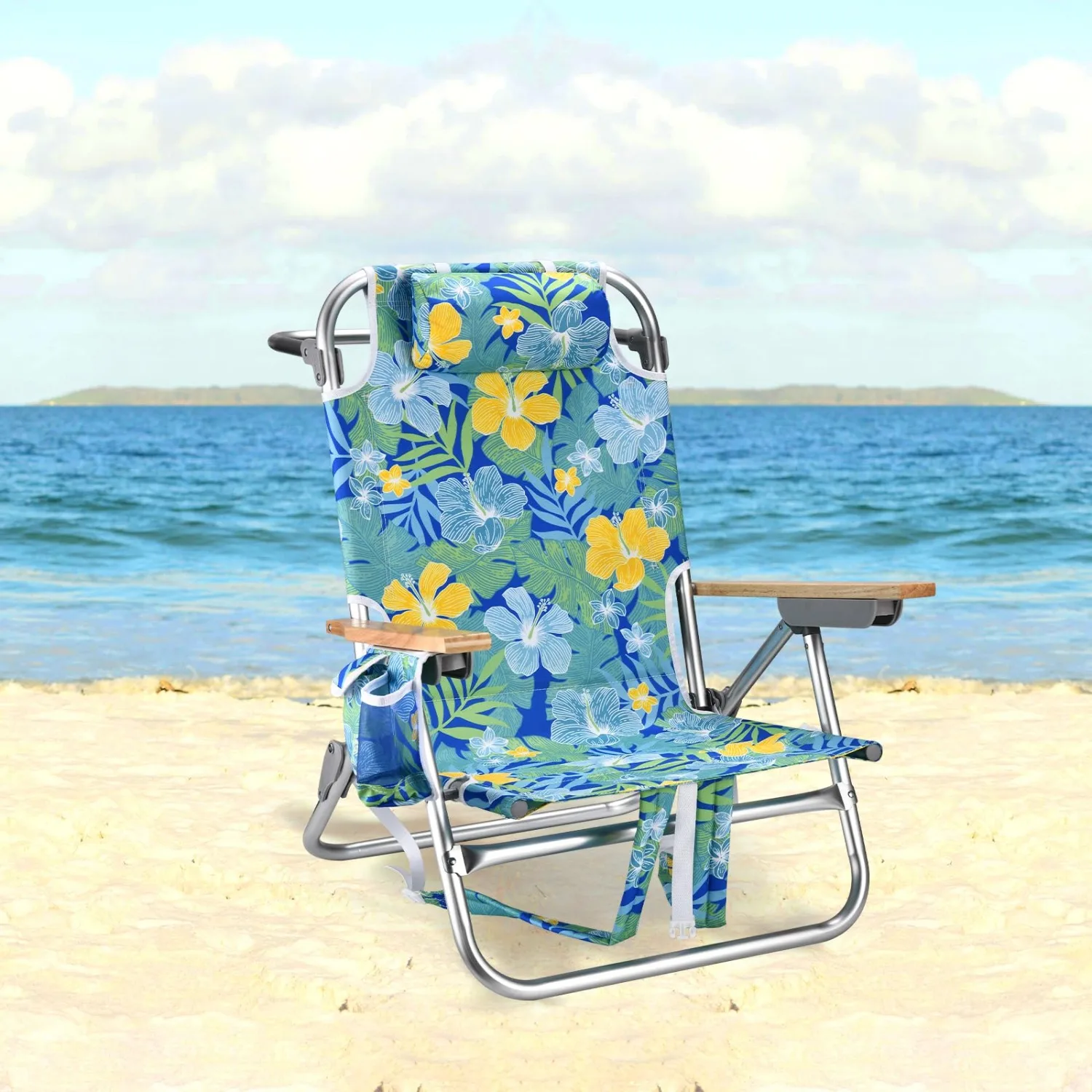 2 Pack Portable Backpack Beach Chair for Adults 5 Position