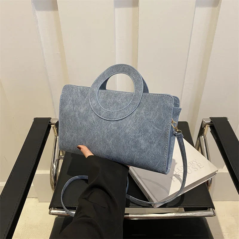 

2025 Trendy Ring Handle Shoulder Bag Stylish Circle Handbag for Women Vintage Crossbody Purse Fashionable Casual Tote