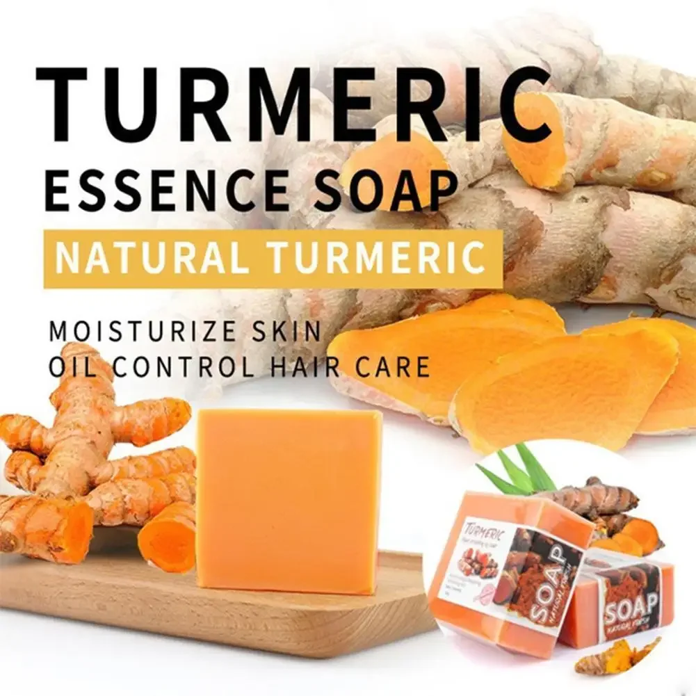 100g Turmeric Handmade Soap Face Wash Removal Acne Treatment Oil Control Moisturizing Whitening Soap Face Care Promotion