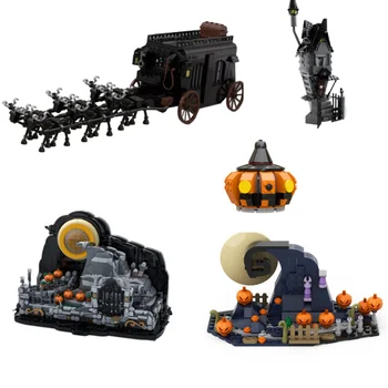 BuildMOC Horror Halloween Nightmarealed Ghosts Witch Christmases Before Building Block Set Spiral Hill Pumpkin Bricks Kids Toys