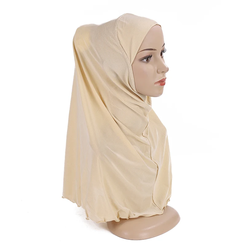 7-12y muçulmano crianças meninas hijab turbante cachecol instantâneo uma peça amira lenço islâmico envoltório puxar pronto para usar boné chapéu