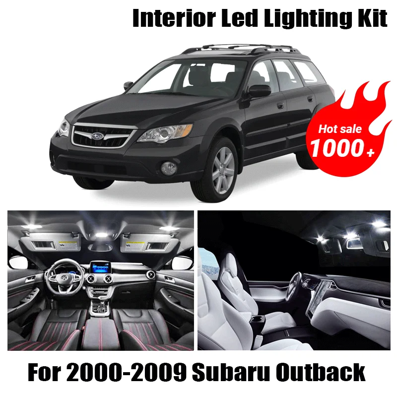 10x Canbus Error Free LED Interior Light Kit Package for 2000-2009 Subaru Outback Car Accessories Map Dome Trunk License Light