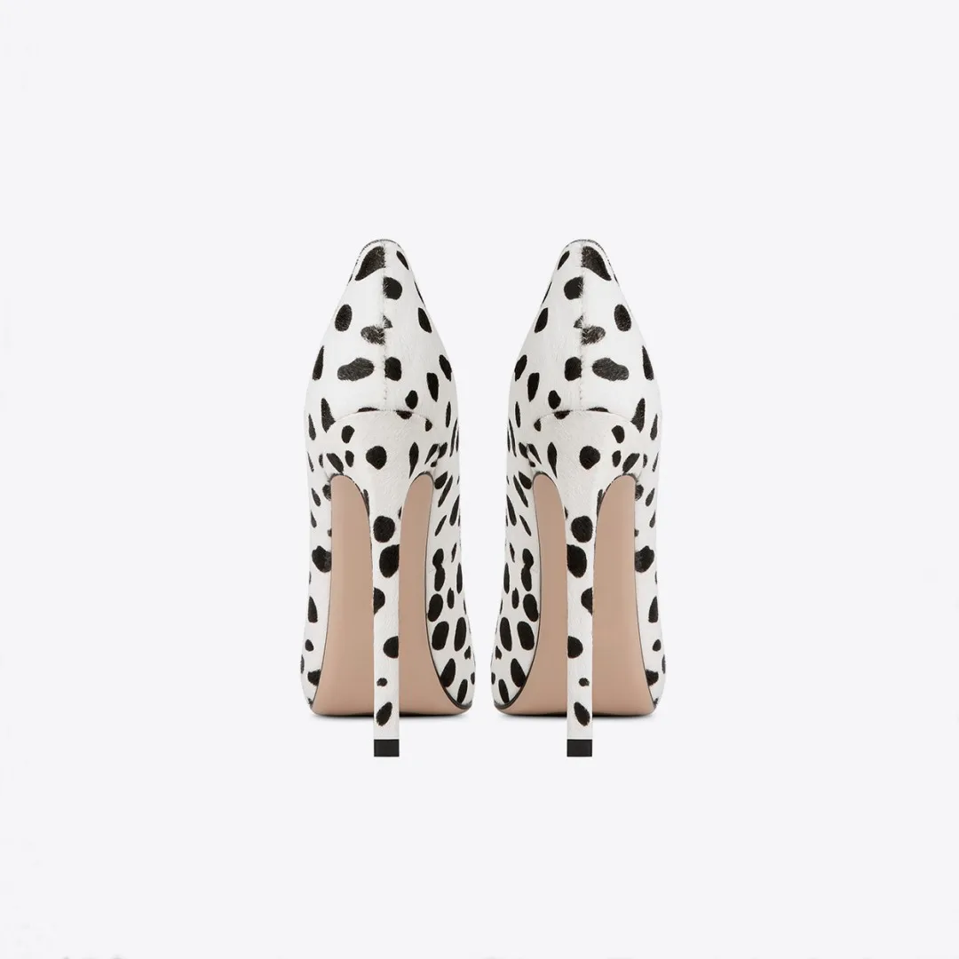 

Bloomsteps European and American Pointed Toe Stiletto Heels Black and White Cow Leather Shoes Spring SummerCatwalkFashion Shoes