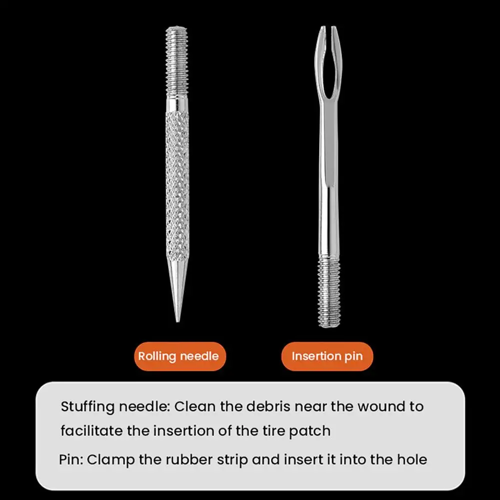 1 Juego de kit de reparación de neumáticos de bicicleta con llave de trinquete, tiras de bacon, puntas metálicas, herramientas portátiles y prácticas para reparación de emergencia