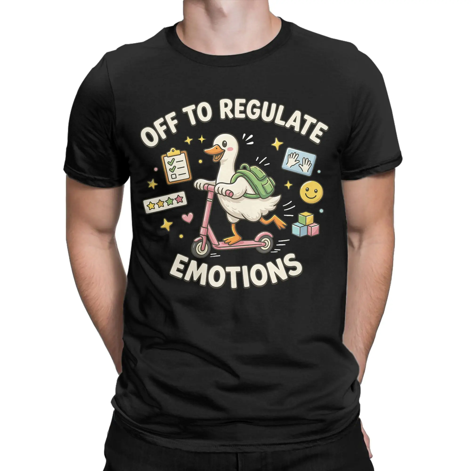 Off to Regulate Emotions Funny Goose ABA Therapy Therapist T-Shirts for Men  Creative Tees Short Sleeve T Shirt Clothing