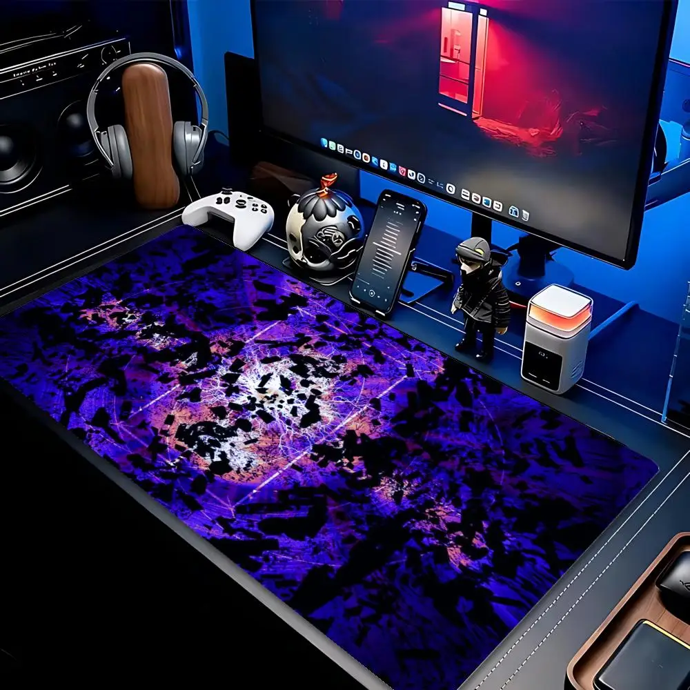 XXL Abstract Purple Large Mousepad Neon Lightning Fragment Pattern Deskmat Non-Slip Rubber Gaming Pc Keyboard Gamer Mouse Mats