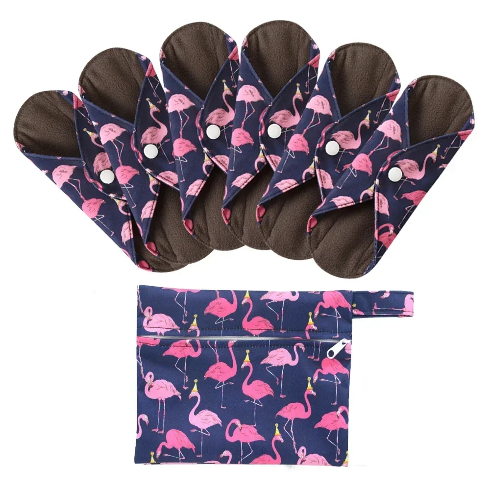 6 PCS Menstrual Pads Sanitary Pads Reusable Cloth Washable Sanitary Towel Cloth Bamboo Menstrual Pads period panties