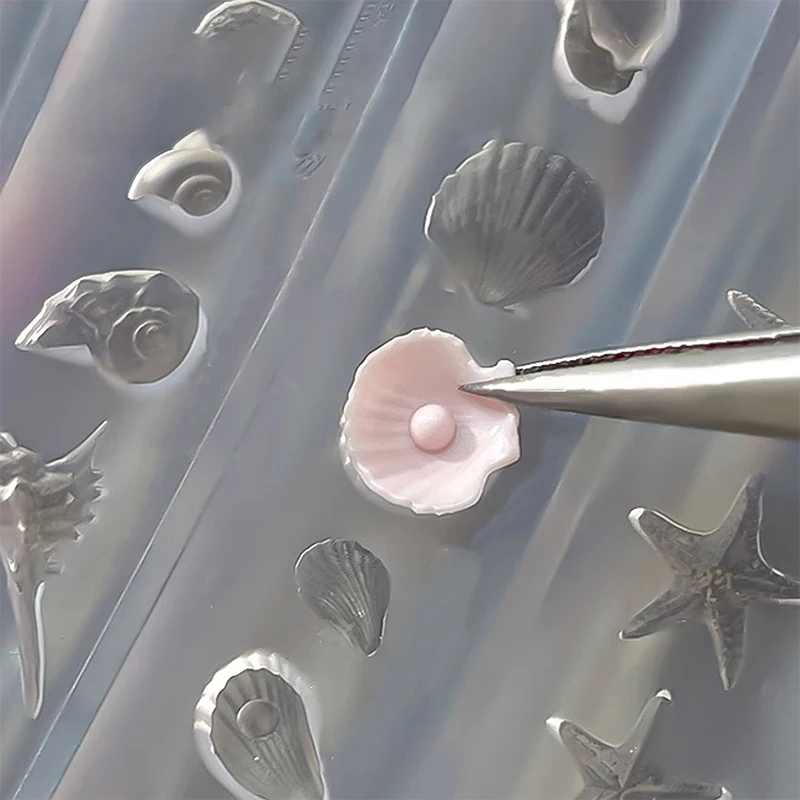 قذيفة الزهور الهالوبيوس محارة نجم البحر نحت مسمار قالب من السيليكون مسمار الفن DIY بها بنفسك اليدوية أداة الخرز الصغيرة قالب بوليمر #4