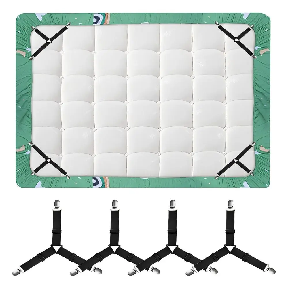4Pcs Adjustable Bed Sheet And Quilt Holder for Bed Sheet Organizer Mattress Cover Clip For Home Curtain Elastic Straps Clips