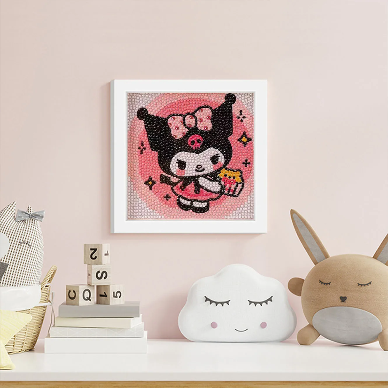 Sanrio คริสตัลเพชรกรอบตกแต่งภาพวาดชุดทําด้วยมือ DIY Kuromi Kawaii ตกแต่งบ้านคู่ของขวัญวันเกิด