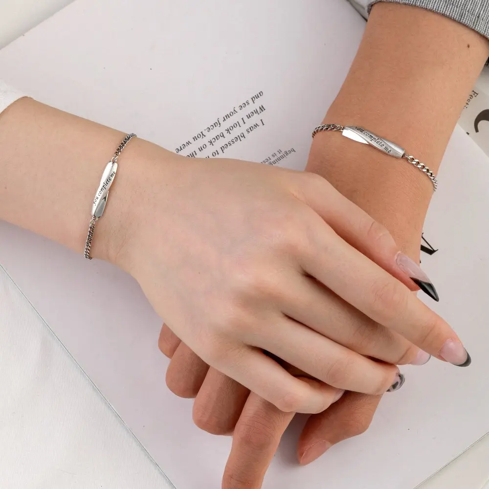 S925 Sterling Silver Couple Bracelet Design Sense Minority Irregular Fried Dough Twists Handwear