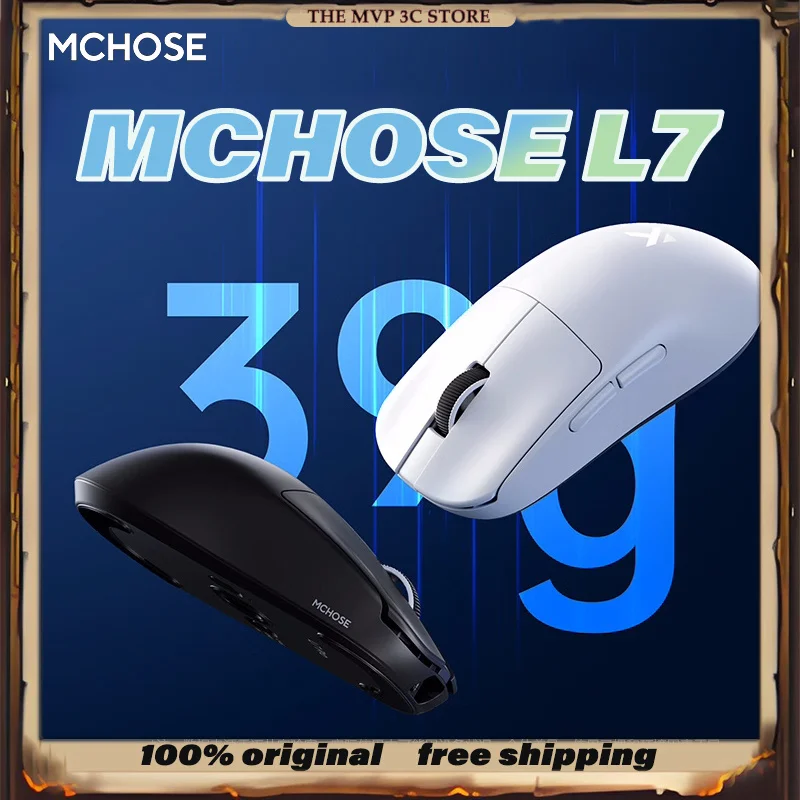 Original MCHOSE L7 Customized  Three mode Wireless Gaming Mouse 8K Dongle Lightweight 2.4g BT 39g Low Latency laptop L7 Ultra PC