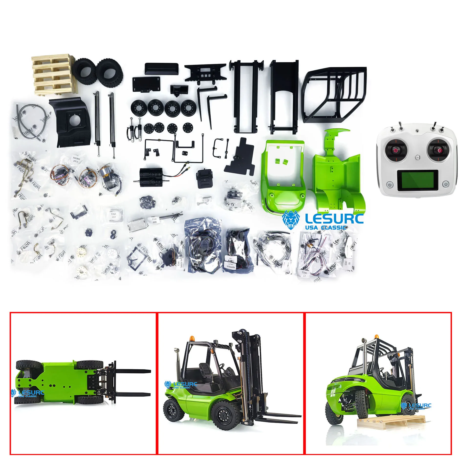 LESU 1/14 RC DIY Car Forklift Transfer Truck Sound ESC Motor Radio Painted Outdoor Toys THZH0780