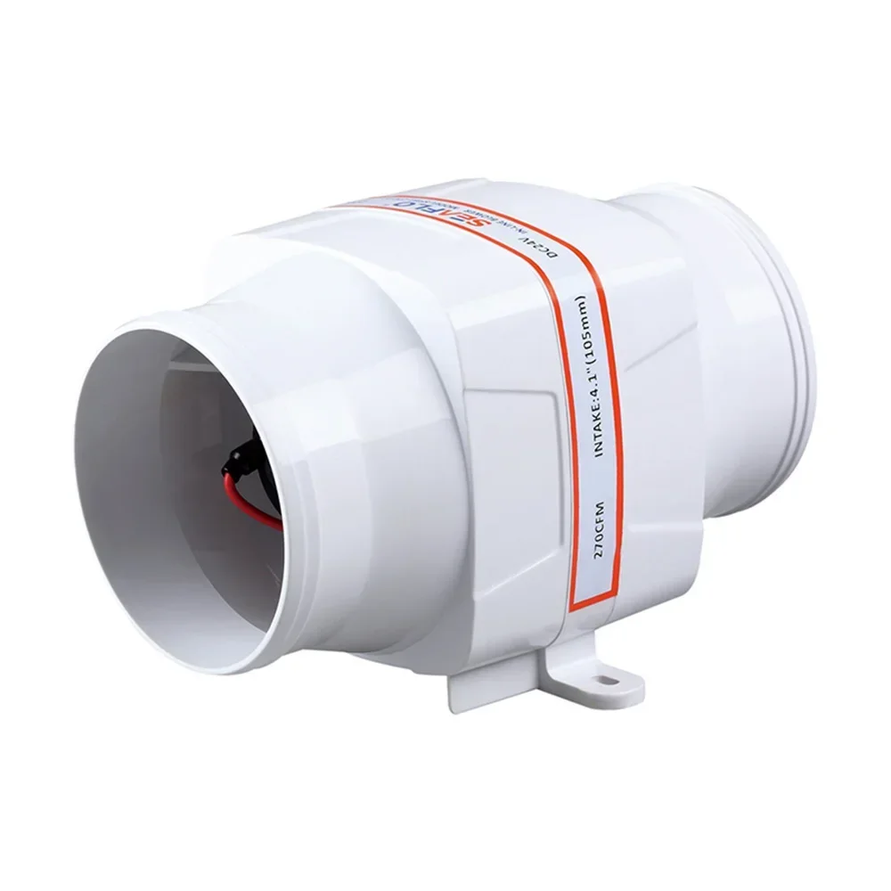 

4Inch 270CFM Bilge Air Blower In-Line Marine DC Electric Fan Boat Accessory 12V White