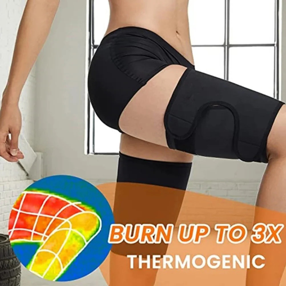 Silver Ion Thigh Bands Fitness Leggings Trimmer Black Gym Brace Adjustable Sauna Wrap Loss Weight Thigh Trainer Running Yoga