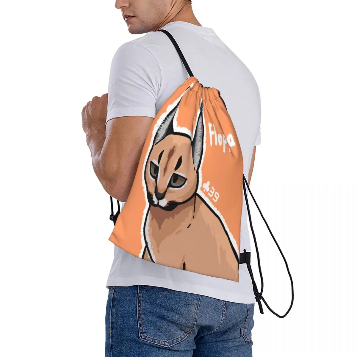 Mochila grande cordão para escola jogo, esportes saco, bolsa, 246, Floppa