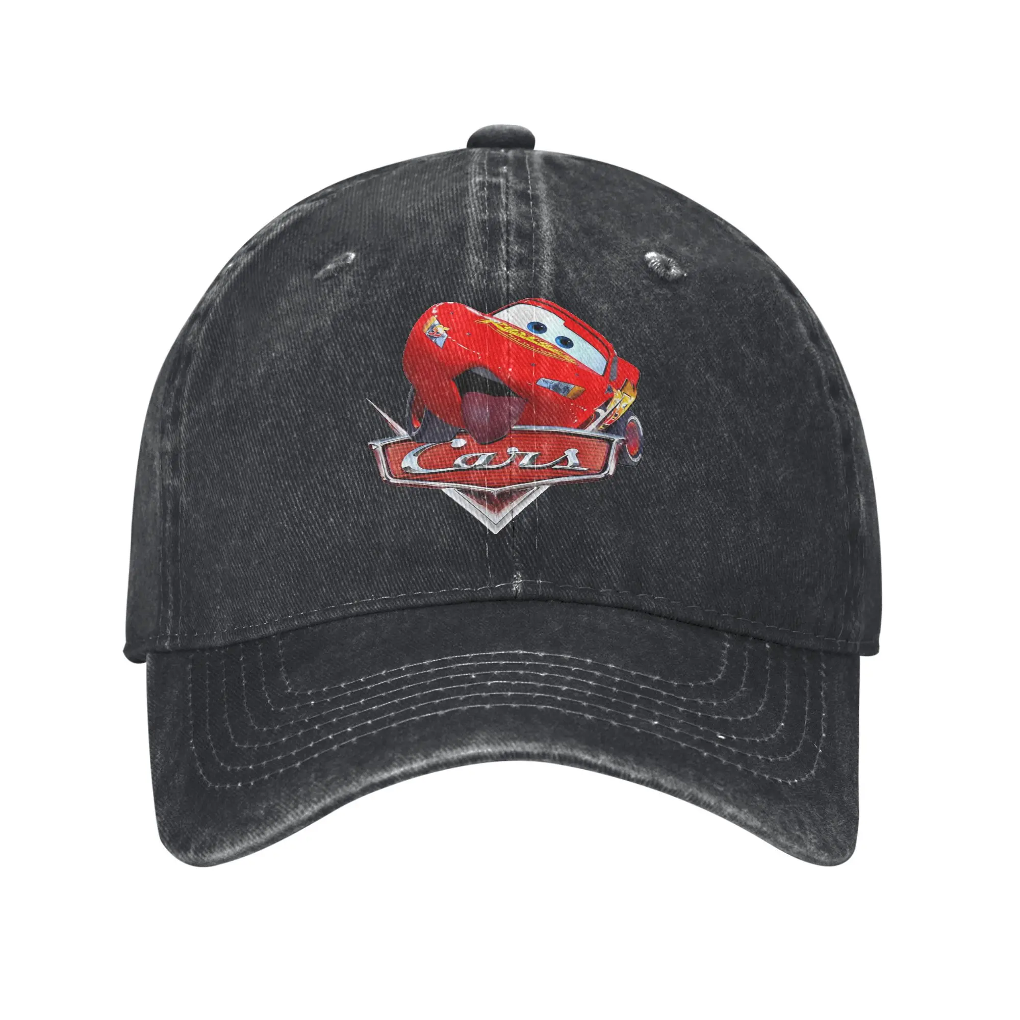 Washed Baseball Cap Cars Lightning McQueen Logo Spring Trucker Hat For Unisex Men Red Cartoon Tennis Skate Sun Snapback Cap