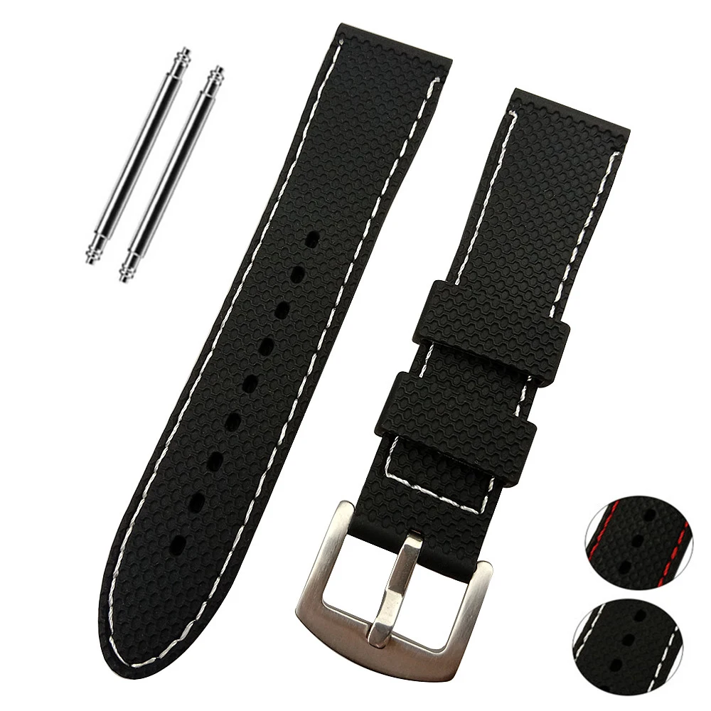 

New Black Silicone Rubber Watch Band 20mm 22mm 24mm Men's Women's Universal Watch Strap With Stainless Steel Watch Buckle