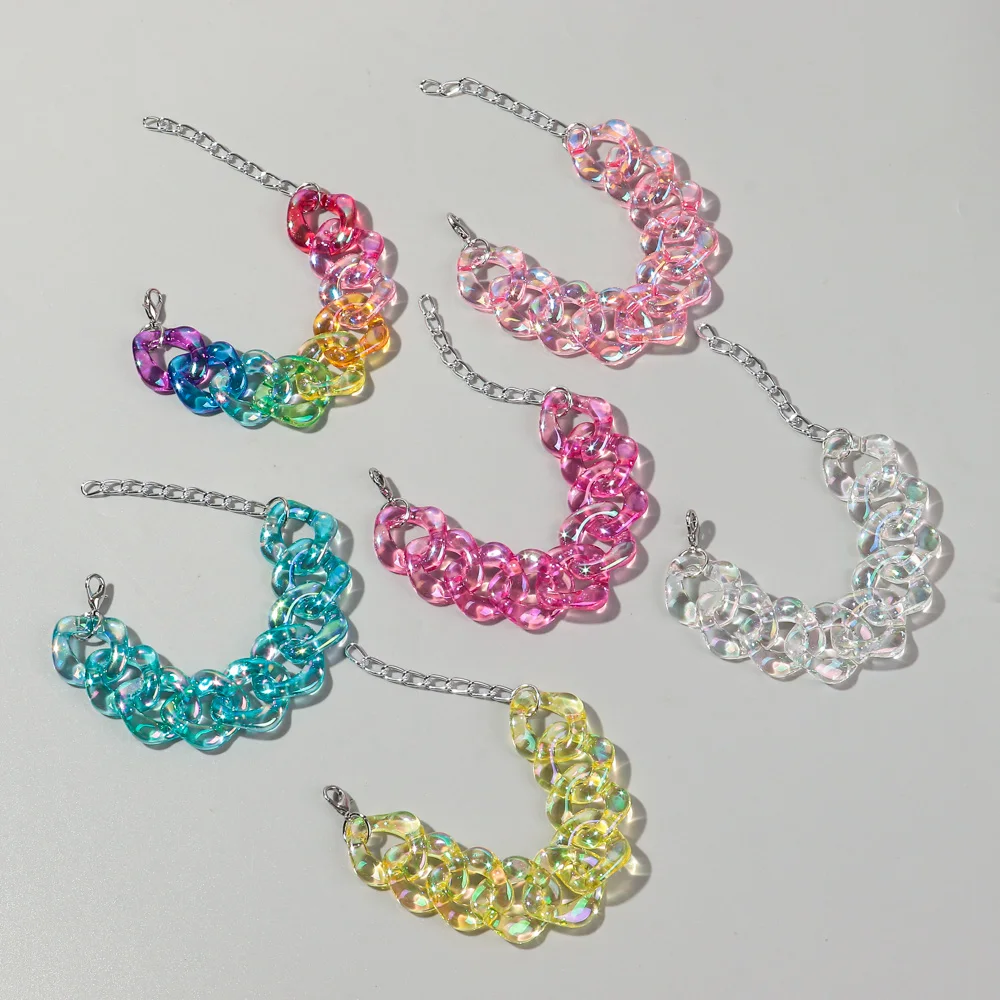 4 teile/satz Schillernde Acryl Kette Halskette für Frauen Neue Transparente Quadratische Link Aussage Ohrringe Armband Halsband Schmuck Sets – Detail 13