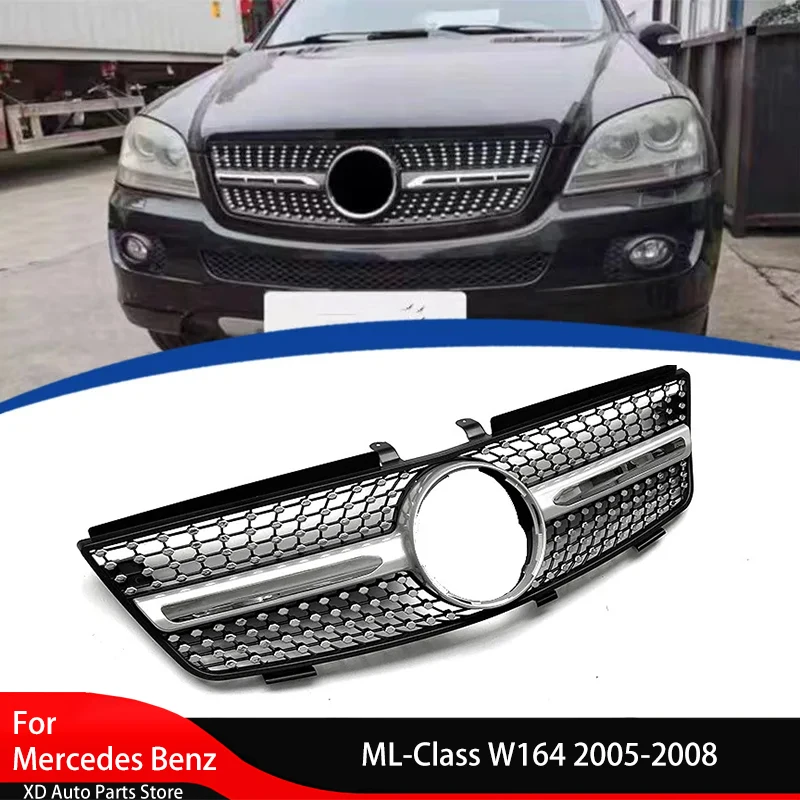 Front Bumper Air Intake Vent Grille for Mercedes Benz ML-Class W164 2005-2008 Automotive Grille Diamond Style Front Cover