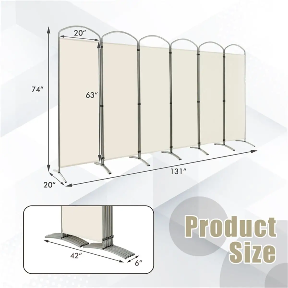6-Panel Folding Screen Room Divider - Stylish Decorative Partition for Home & Office Use