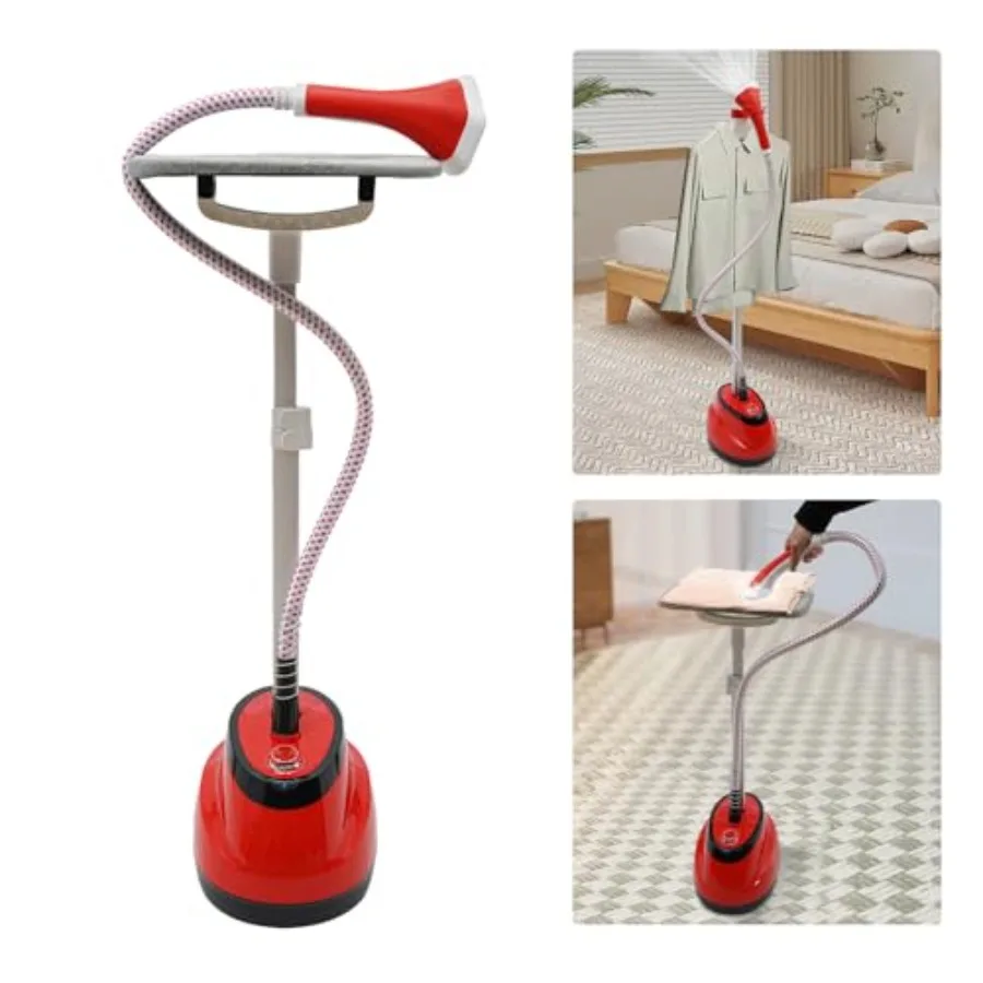 

Professional Standing Garment Steamer with Ironing Board Red 110V 1350W Steam Fabric Steamer for Suits Knitwear Pants Press