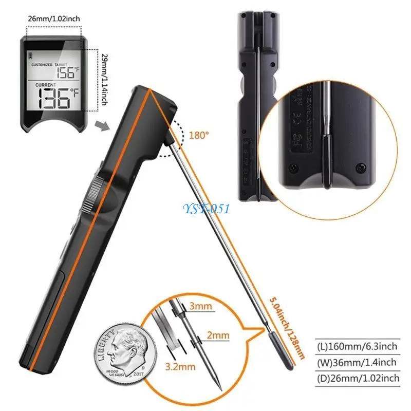 E15A Cyfrowy termometr do jedzenia i mięsa do natychmiastowego odczytu do gotowania BBQ Pieczenie IP65 Wodoodporny 3 kolory z