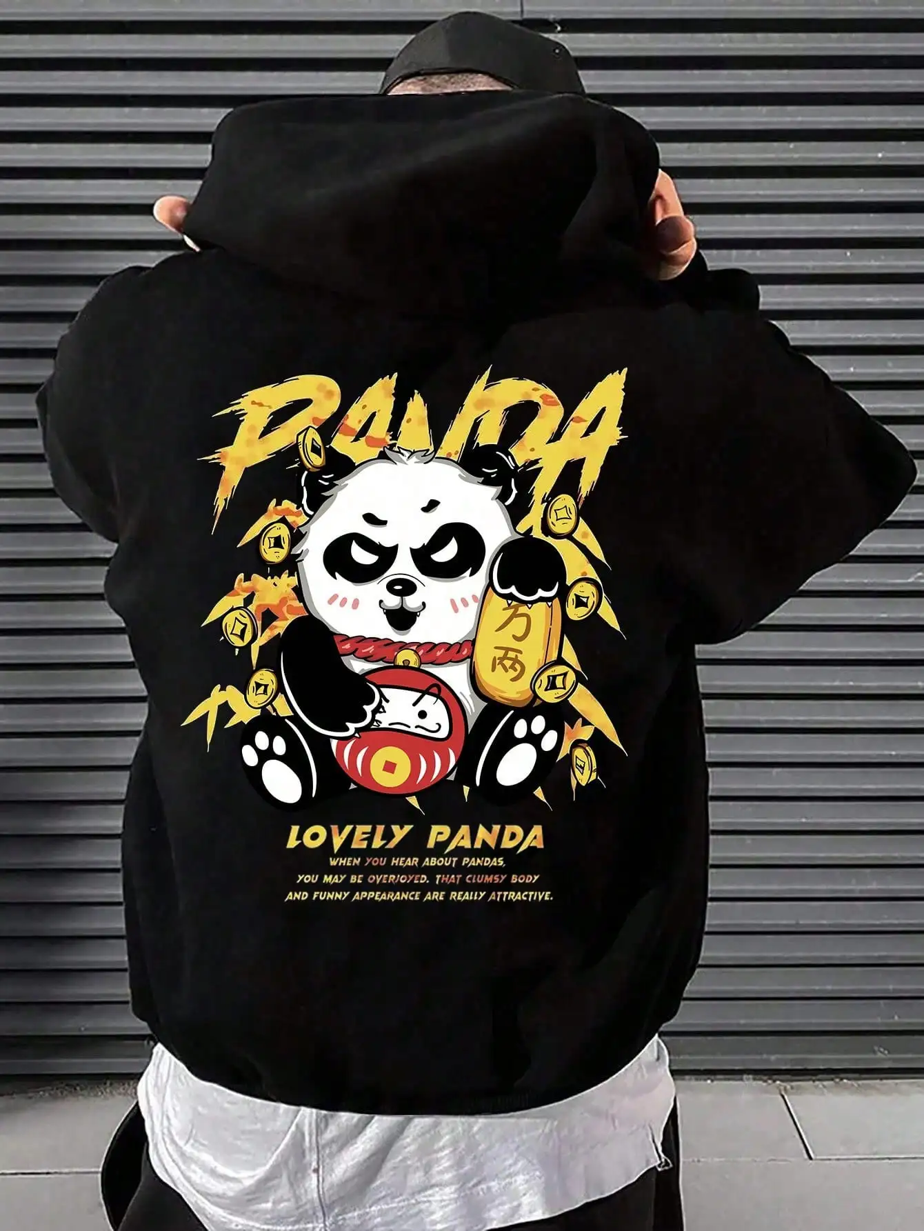 

Cartoons Funny Panda Printing Men Hoodie Pocket Personality Streetwear Hip Hop Oversized Male Hoody Comfortable New Clothing