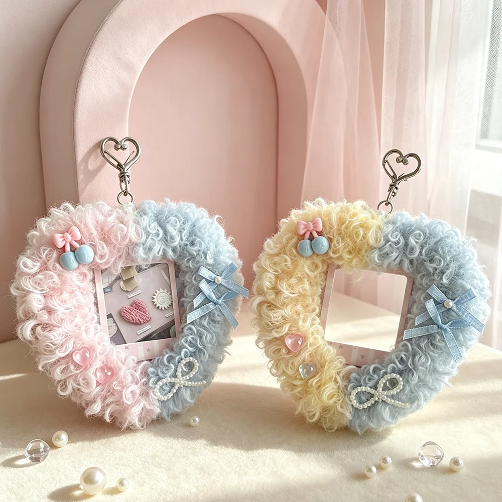 Heart‑shaped Plush Guka Sleeve Holder Diy Hand‑made Lolita Badge Holder Cute Merchandise Display Bag Charm