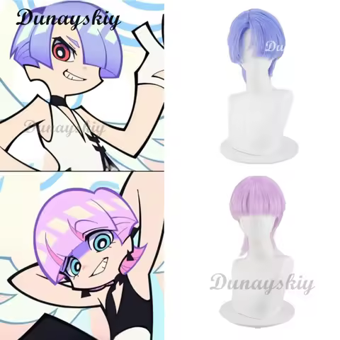 New Angel Polyester Polyurethane Brother Anime Panty &amp; Stocking Purple Blue Wig With Garterbelt Cosplay Wig Halloween Carnival
