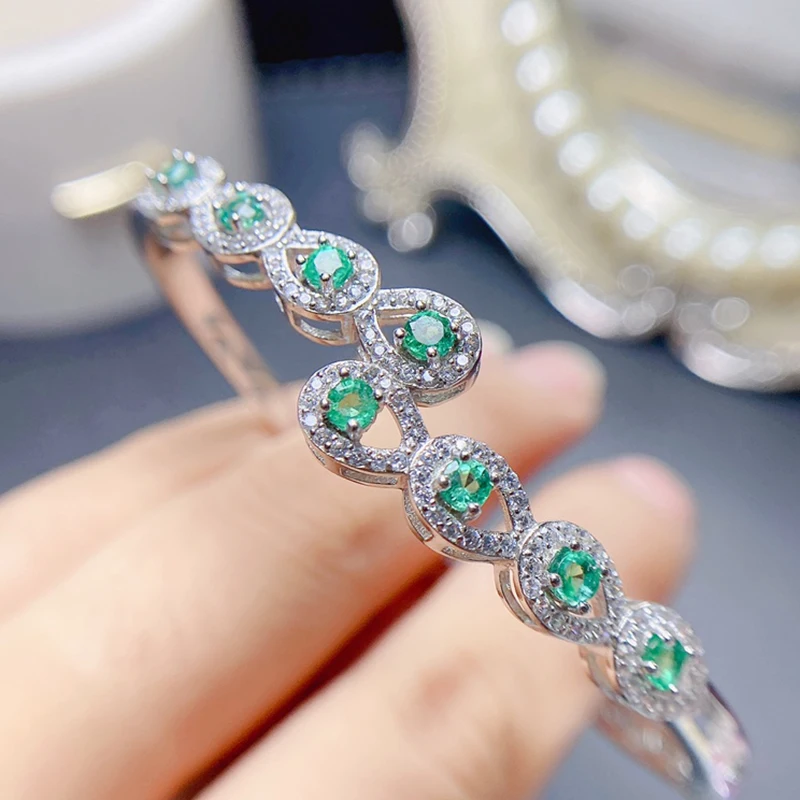 

Natural Emerald Bracelet for women silver 925 jewelry luxury gem stones 18k gold plated free shiping items