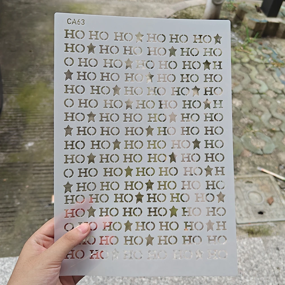 HO‑HO‑HO Christmas Text Stencil, PET Cake‑Dusting Template for Holiday Baking and Home DIY Decor
