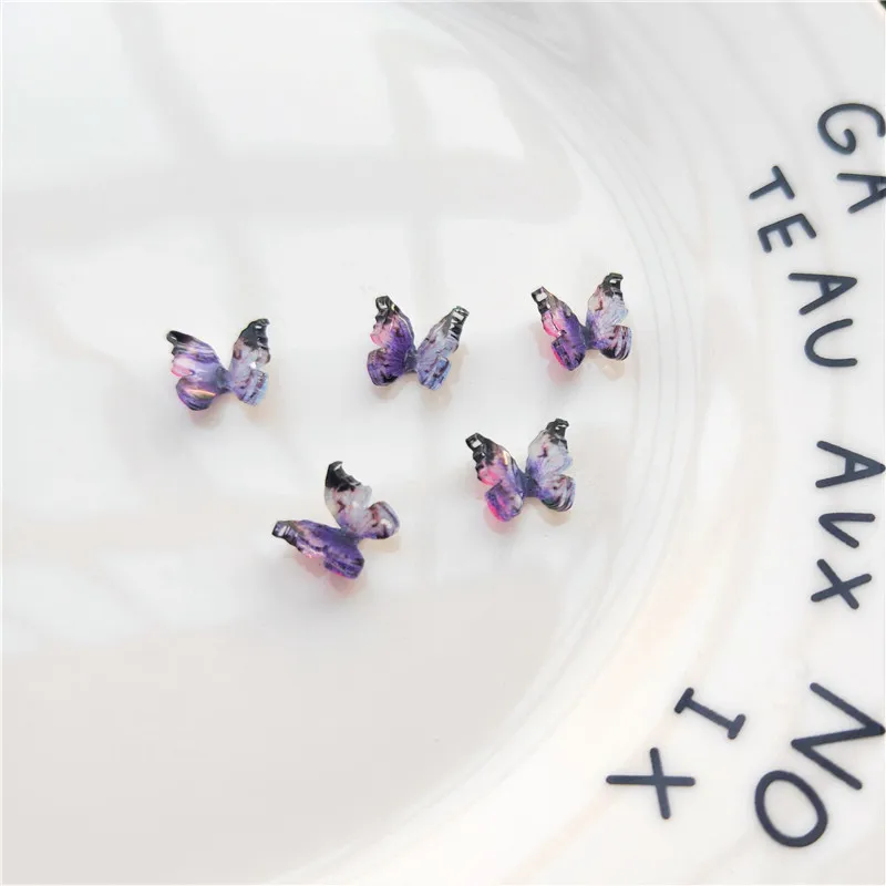 50 قطعة/الحزمة 52 أنماط فراشة مسمار الفن INS موضة لطيف فتاة التدرج الملونة الصلبة الراتنج الديكور مانيكير DIY بها بنفسك اكسسوارات