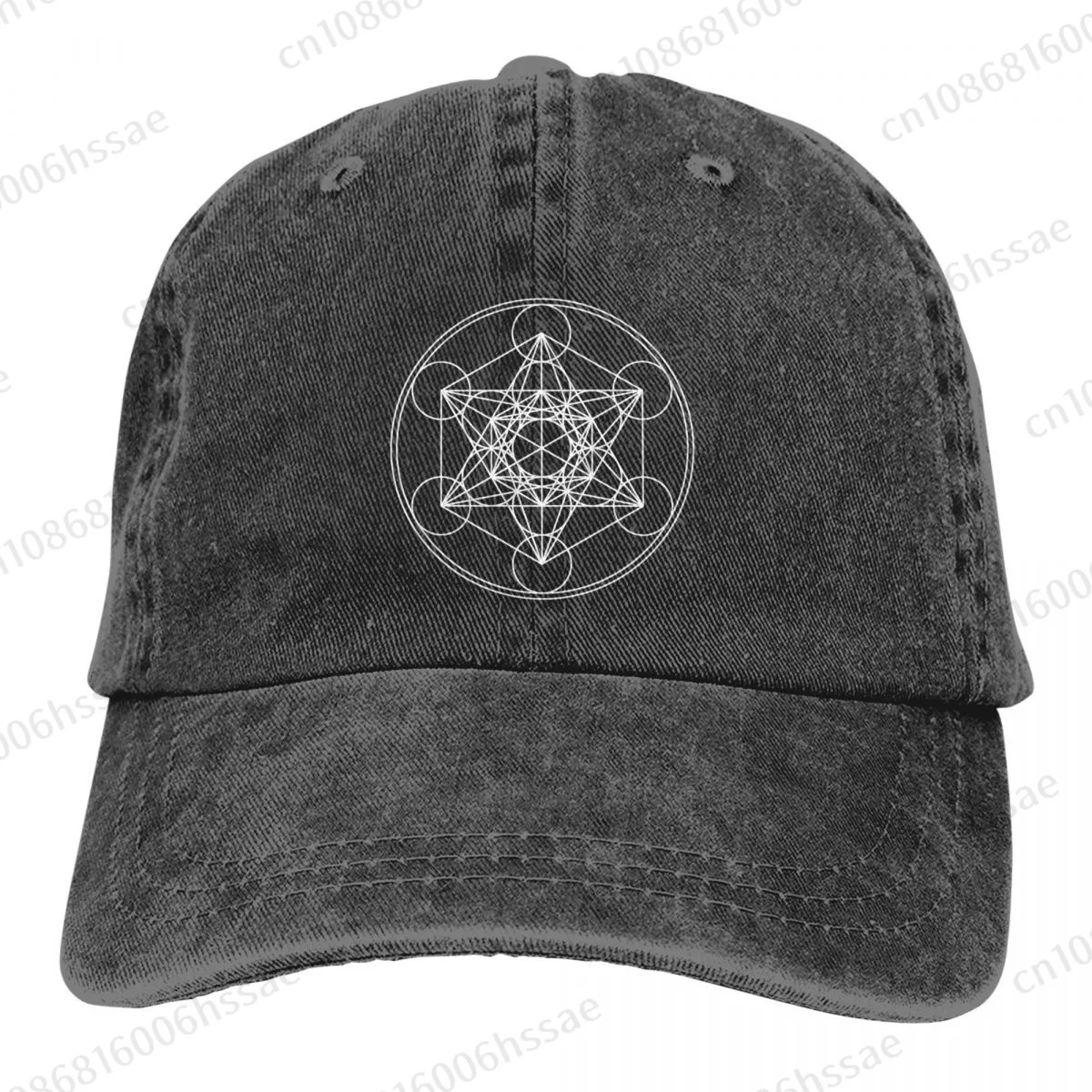 Metatrons Cube Flower Of Life Fashion Unisex Cotton Baseball Cap Classic Adult Adjustable Denim Hat