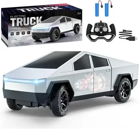1:24 RC Cybertruck Pickup 4WD Off-Road Remote Control Car 2.4GHz High Speed Dual Motor LED Light Vehicle Toy Gift for Boys Kids