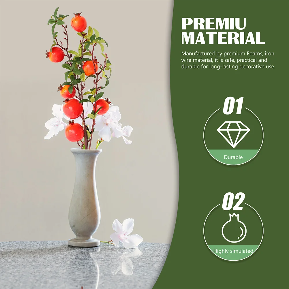 

2pcs Artificial Pomegranate Fruit Branches Fake Berries Stems For Vase Decor Table Centerpiece Home Wedding Party Decoration