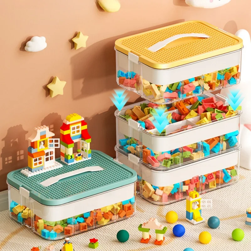 Children Toy Storage Box Transparent Lego Toy Sorter Building Block Container Jigsaw Puzzle Lego Storage Case Kid Home Organizer