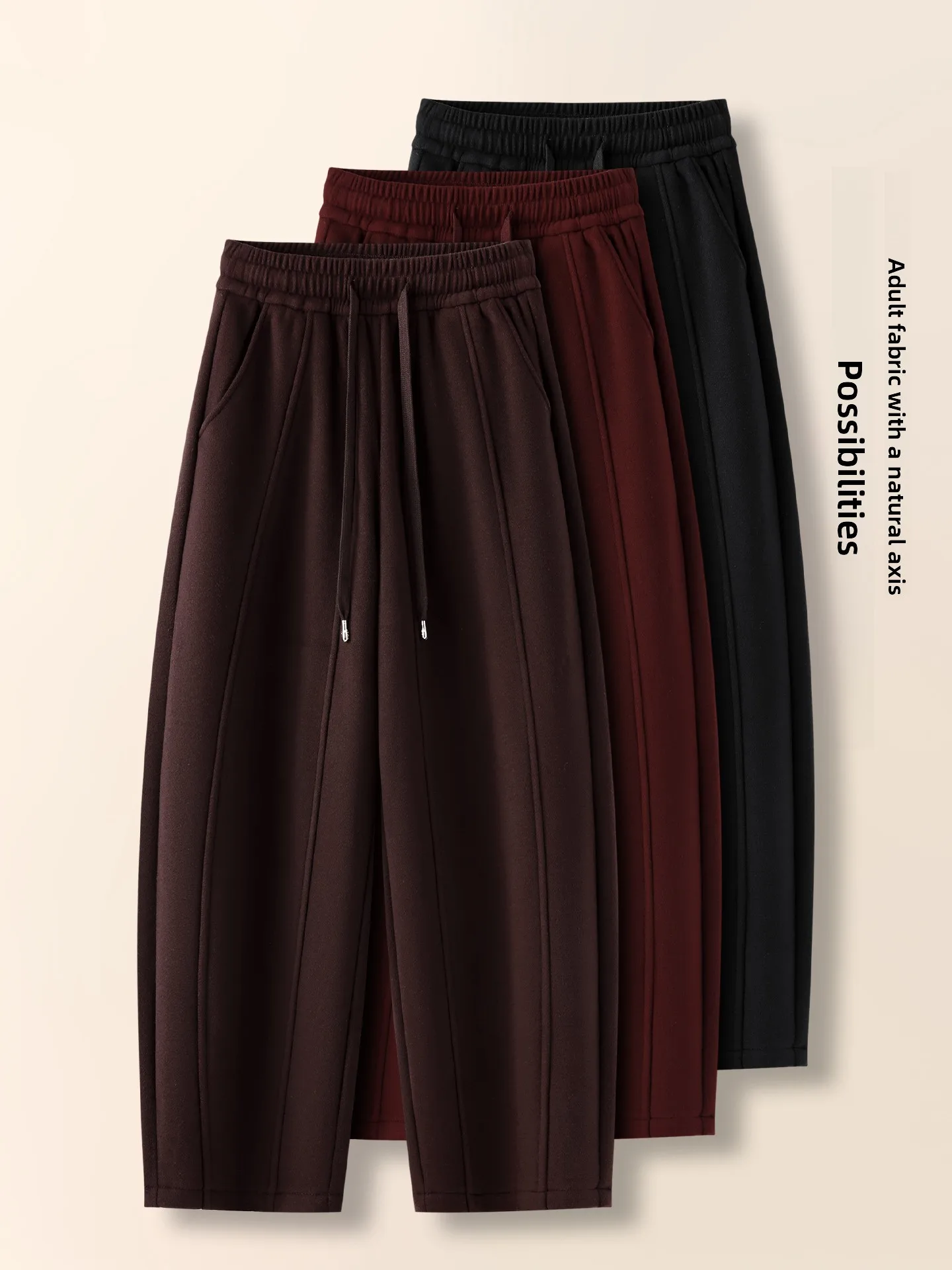 

High Waist Loose Fit Fleece Lined Woolen Knife Pants Women Autumn Winter Casual Straight Leg Trousers Comfortable Soft C...