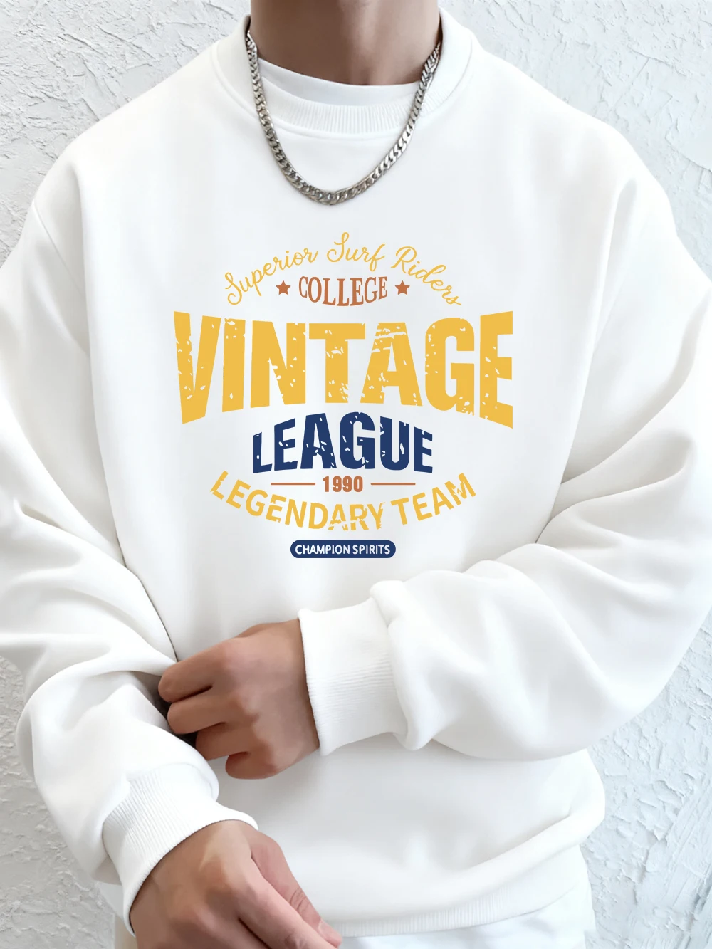 Vintage Legue الأسطوري فريق يطبع الرجال هوديس الخريف الصوف الدافئة البلوز عادية فضفاض Crewneck البلوز الرياضة الذكور الملابس #1