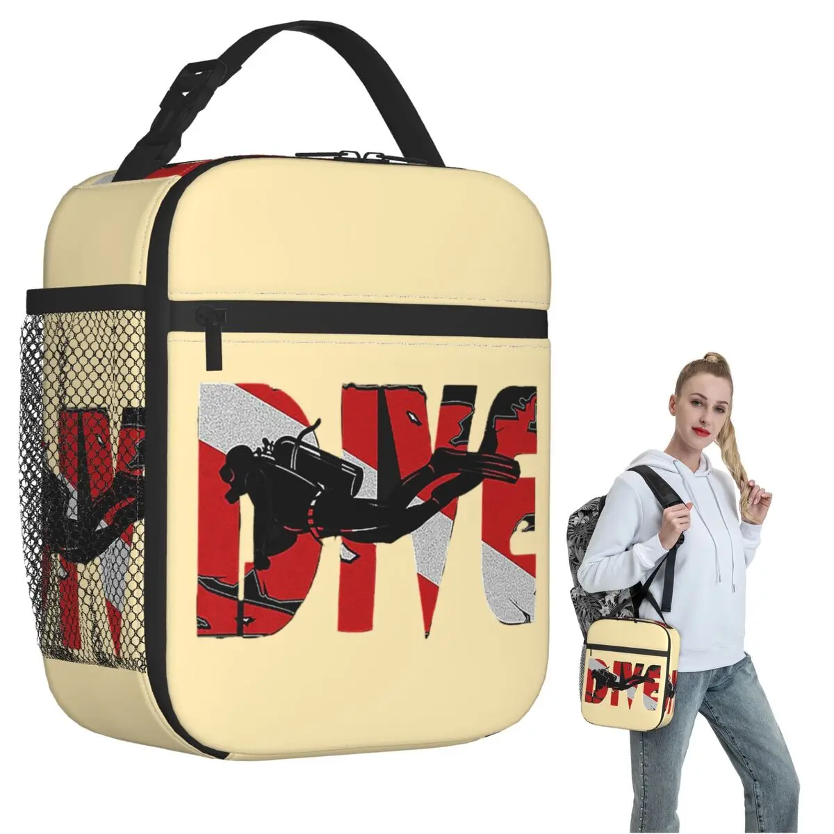 Scuba Diving Dive Diver Sea Snorkeling Sports Insulated Lunch Bag for Women Children Portable Food Boxes Thermal Lunch Box Tote