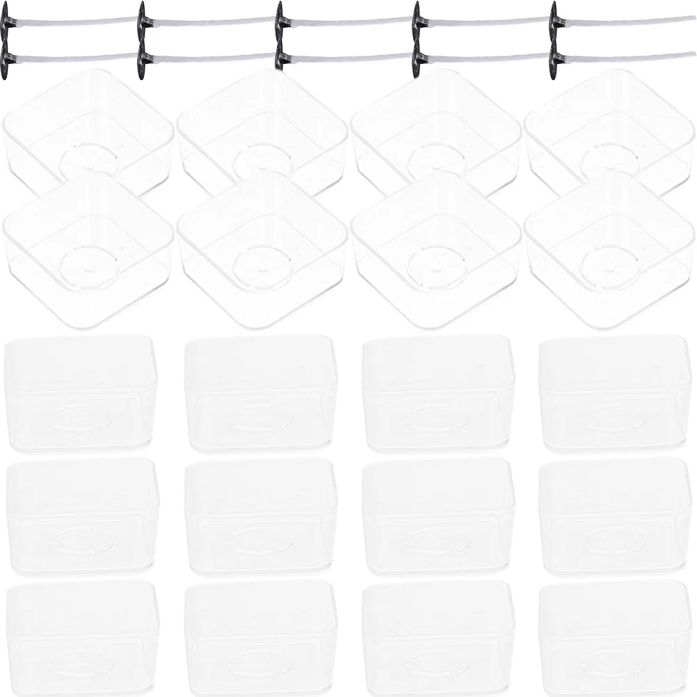 

1 set Heat Resistant Plastic Holder Wax Melt Box DIY Making Supplies Tealight Cups with Wicks Square Shape