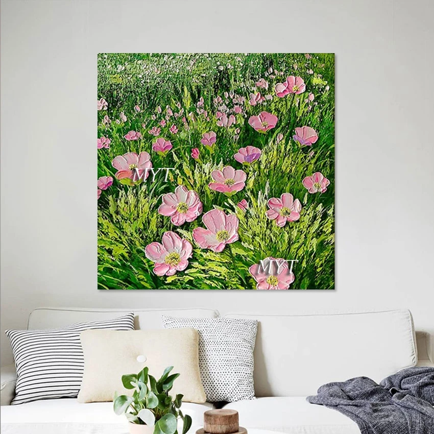 

Natural Scenery Wall Picture Abstract Flowers Art Canvas Hand Drawing Without Framed 3D Beautiful Lawn Landscape Oil Paintings