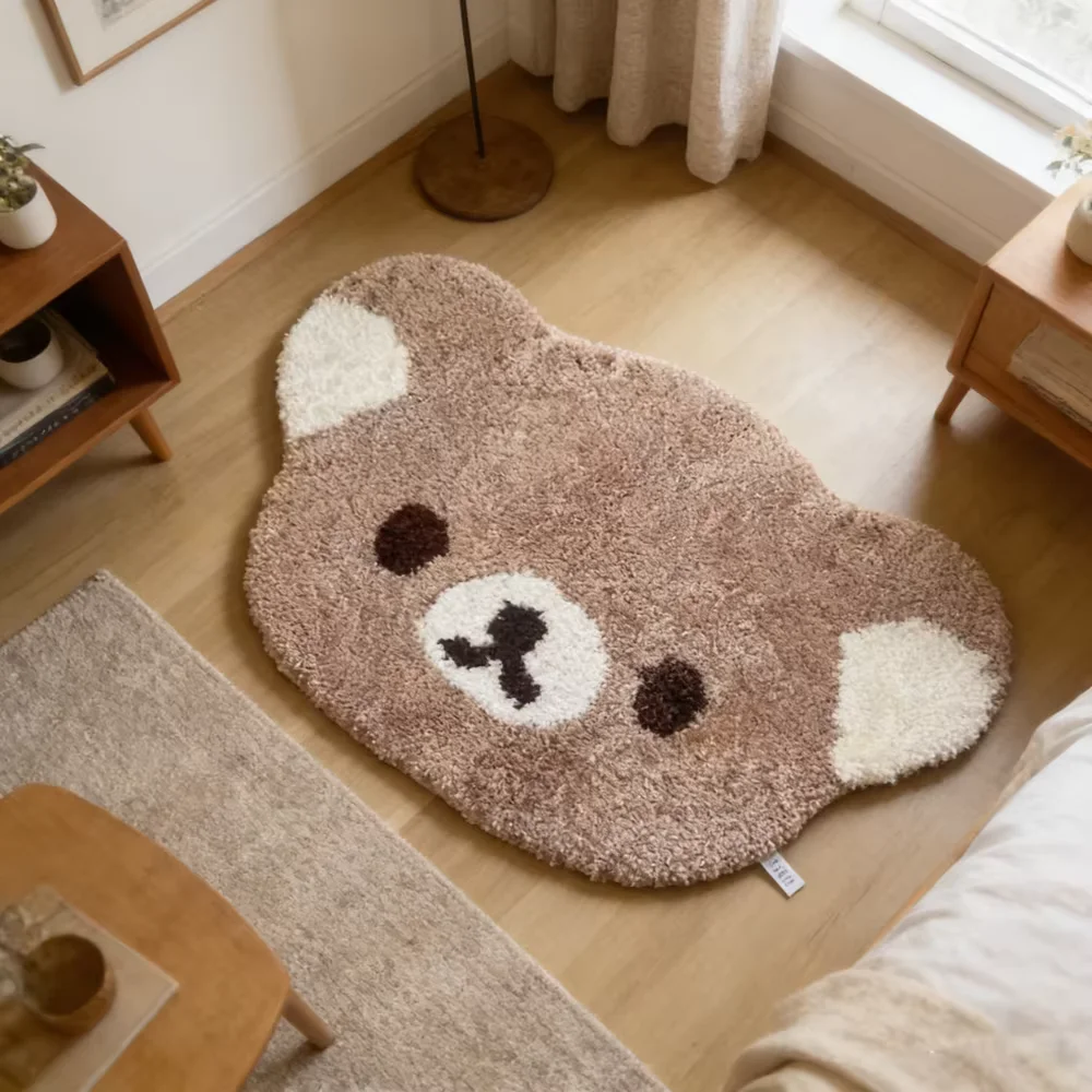 Alfombra Turftd de Rilakkumas de dibujos animados, alfombra Kawaii de oso Korilakkuma, alfombra para dormitorio, silla, mesita de noche, felpudo para baño, decoración del hogar