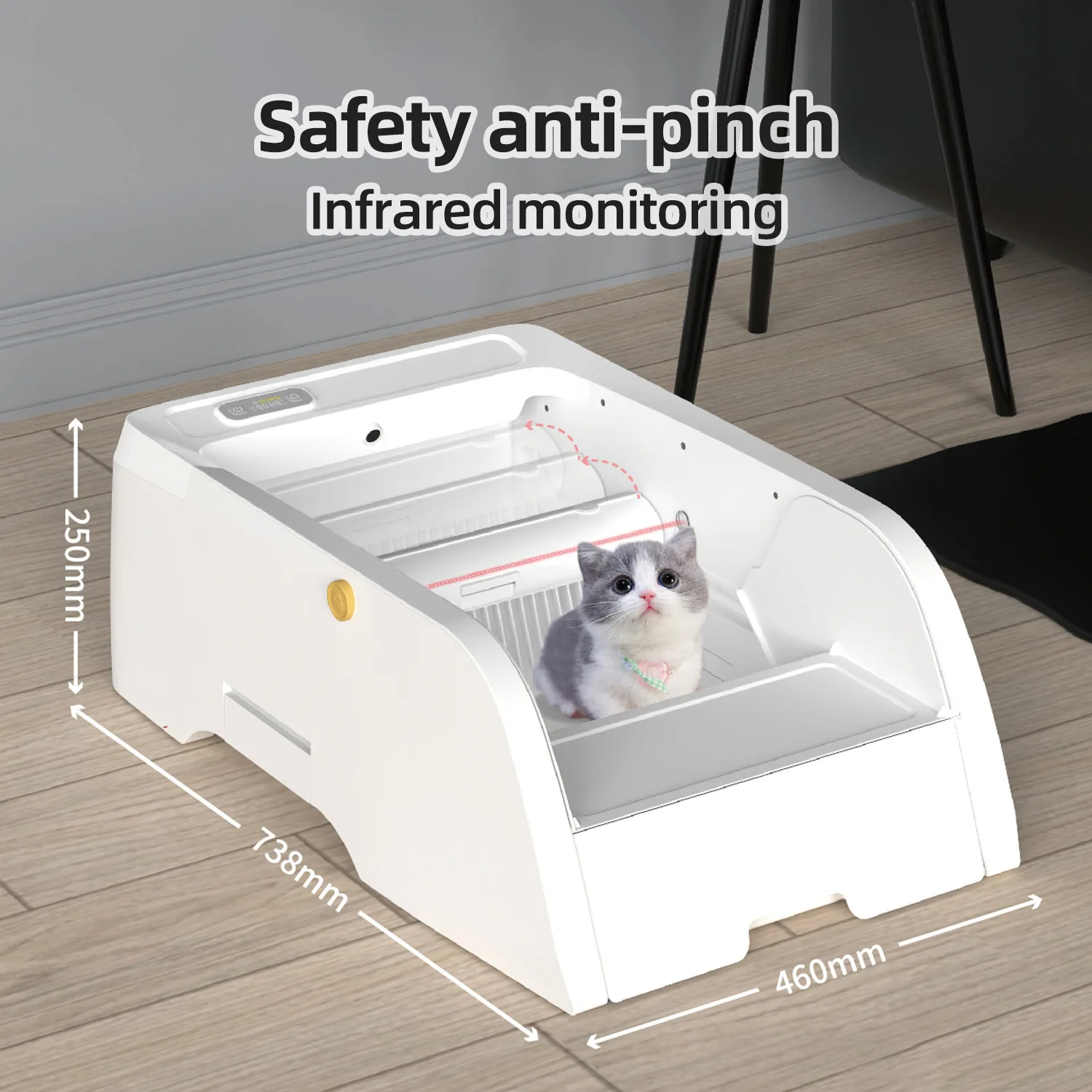 Arenero automático autolimpiante para gatos con sensor y cámara - imagen 3